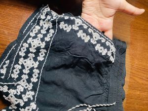Embroidered Black Shorts