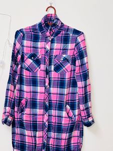Pink Plaid Long Sleeve Top