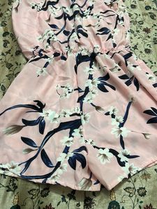 Pink Floral Print Romper