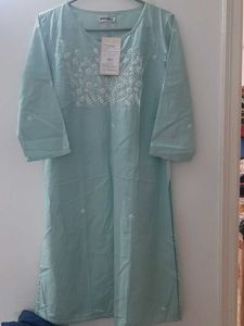 Sea Green Kurta with chikankari Embroid
