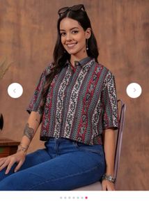 SHIONS Women's Ethnic Crop Shirt