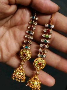 Jhumka Earrings with Colorful Stones