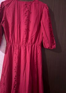 pink embroidery dress