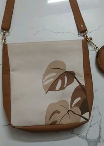 Stylish Leaf Print Crossbody Bag with coin Pouch