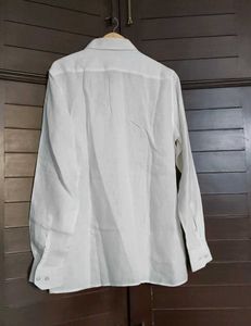 Louis Philippe Classic White Linen Long Sleeved Sh