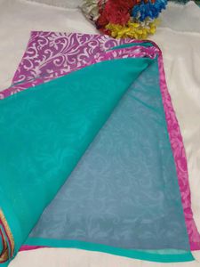 Elegant Purple Floral Print Saree with blouse