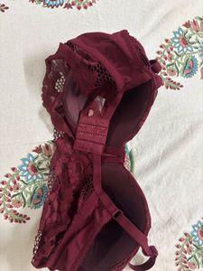 Maroon Lace Bra and Green light padded br