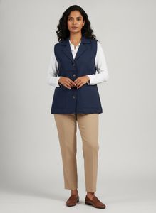 women's Sleeveless Blue Blazer Vest