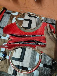 Women’s Red Handbag with Dual Handles