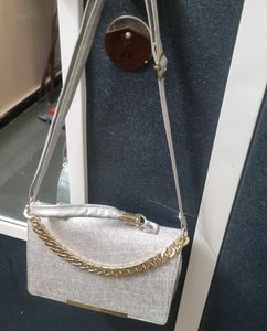 Sparkly Silver Chain Clutch Bag