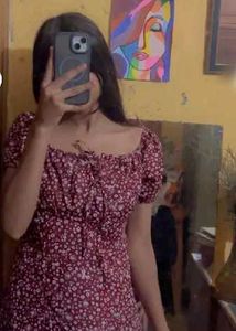 Maroon Floral Midi Dress