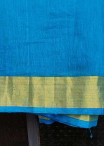 Elegant Blue Saree with Gold Border