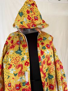 Vibrant Floral Long Hooded raincoat