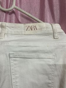 Zara Stylish White Studded Jeans