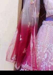 Bust 40 Elegant White &amp; Pink Lehenga Choli