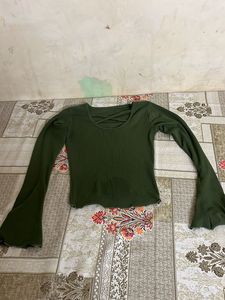 Chic Green Bell Sleeve Top