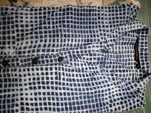 Blue Plaid Button-Up Kurti