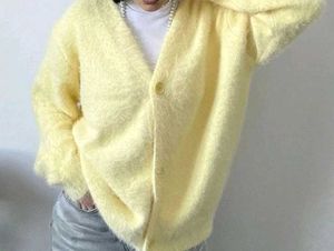 Butter yellow fur cardigan