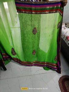 Vibrant Green Embroidered Saree