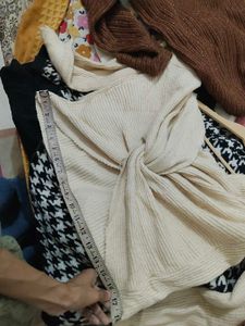 Cream Knit Twist Front Sweater