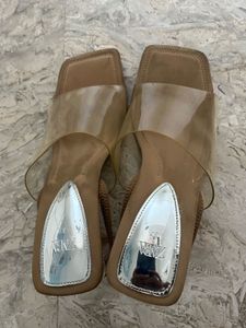 Zara Clear Strap Square Toe Heels