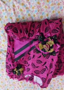 Dark Magenta Girls  Frock (8 To  10 Years)