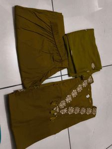 Olive Green Embroidered Kurta Set