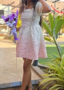 Elegant White & Pink Ombre Dress