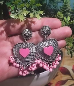 Pink Heart Dangle Earrings