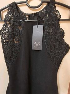 New AX PARIS Elegant Black Lace Trimmed Dress