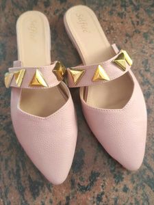 Stylish Pink Studded Flat Sandals