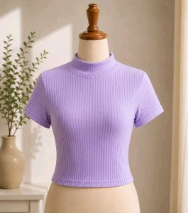 Lavender Ribbed Mock Neck Top