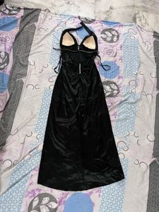 Black Satin Padded Dress