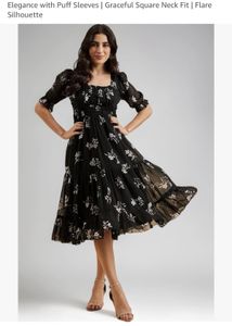Black Floral Midi Dress new with tag