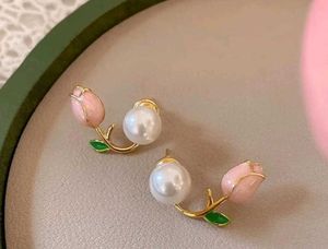 Elegant Pearl & Tulip Earrings