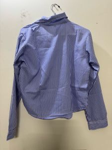 Blue and White Striped Button-Up Shirt