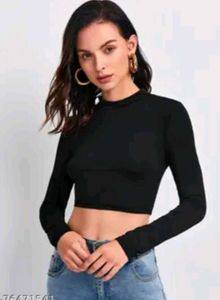 Chic Black Long Sleeve Crop Top