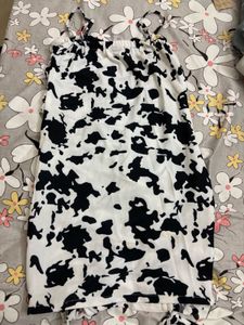 Ruched Cow Print Mini Dress