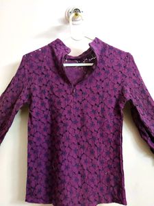 🔥BUY1GET1🔥 solid purple designed women's top
