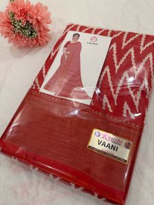Stylish Red Zigzag Print Saree with Blouse