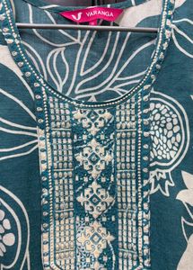 Stylish Teal Kurta with Pomegranate Print