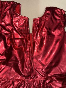 Shiny Red &amp; Black Ruffled Dress