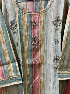 Elegant Striped Kurta with Embellishments