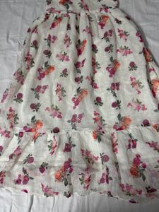 OFF WHITE FLORAL PRINT MAXI DRESS