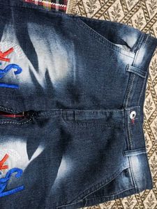 kid's Graphic Print Denim Jeans