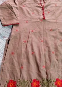 Embroided Women Brown Kurta