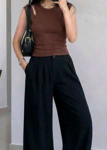 Brown Cut-Out Sleeveless Top