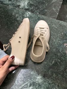 Classic Beige Lace-Up Sneakers