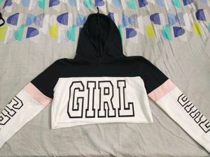Crop Hoodie with "GIRL" Print