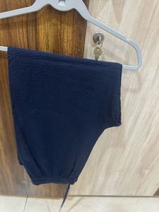 Classic Navy Blue Textured Pants